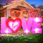 7FT Pink Love Inflatable Valentine’s Day Yard Decoration with Heart and LED Lights Giant Romantic Blow Up Outdoor Wedding Anniversary Engagement Party Decor for Garden Lawn Party Indoor Outdoor by Zeepair