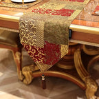 Loom and Mill Luxury Jacquard Table Runner 13x90 inch, Triangle-Red Gold - Image 4