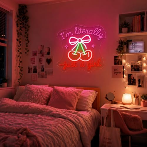 I'm Literally Just A Girl Neon Sign Pink Cherry Bow Led Neon Light - Image 5