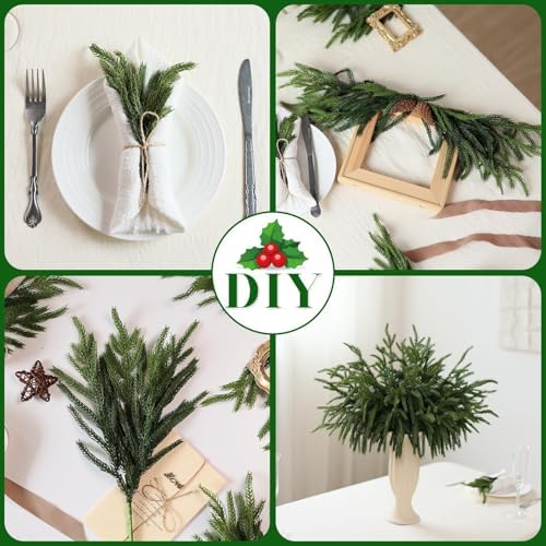 40Pcs 18"Lifelike Touch Artificial Christmas Norfolk Pine Branches for Vase - Image 5