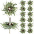 12 PCS Christmas Pine Taper Candle Rings Wreaths 1.38" Mini Norfolk Cedar Taper Candle Holder Wreaths Candle Rings with Berry Pinecones for Xmas Winter Church Home Table Centerpiece Candlesticks Decor by Unknown