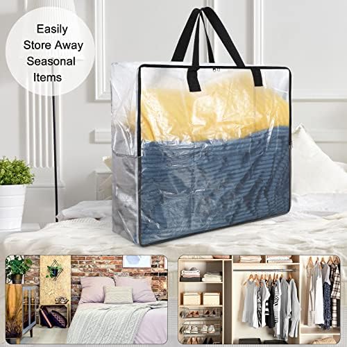 Shappy 10 Pack 93L Extra Large Clear Blanket Storage Bags Clothes Storage Bags with Handles Clear Zippered Oversized Moving Bag Plastic Totes for Clothes Blankets Bedding Toys Duvet Comforter - Image 6