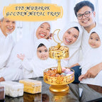 2 Pcs 2 Tiered Ramadan Trays, Golden Metal Eid Cake Stand - Image 6