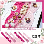 Remagr 12 Pcs Gradient Rose Pink Cheesecloth Gauze Table Runners - Image 5