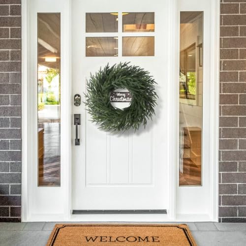 26" Christmas Norfolk Pine Wreath for Front Door (2, Wreath with Sign) - Image 4
