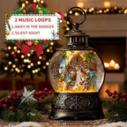 Christmas Snow Globes, Adoration of The Magi Nativity Manger Scene, Silent Night Music Water Lantern, Holiday Decorations Gifts for Family, Children or Friends - Image 3