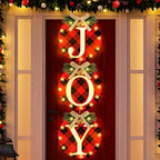 Blosssound 3 Pcs Lighted Christmas Front Door Decor, Buffalo Plaid by Blosssound
