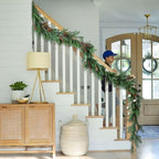MIZII Christmas Garlands 6FT Artificial Pine Garland with Pinecone Berries Greenery Garland Christmas Decorations for Xmas Fireplace Mantle Home Decor Indoor Outdoor (Green-6FT) - Image 6
