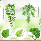 Hoteam 12 Pcs Artificial Hanging Greenery Plants, Pothos, Persian Grass - Image 2