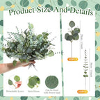 Tigeen 400 Pcs Artificial Eucalyptus Stems, 2 Styles Faux Greenery Leaves with Silver Dollar and Small Leaf Sprays for Wedding Bouquet DIY Floral Arrangements, Centerpieces, Home Decor (Green) - Image 2