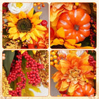 Fall Wreaths for Front Door, 24 Inch Autumn Wreath Luxury Harvest and Thanksgiving Indoor & Outdoor, Fall Door Wreath with Dahlias, Sunflowers,Peony&Pumpkins, Fall Wreath for Outdoor Wreaths - Image 4