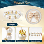 APTWOW Pearl Gold Napkin Rings Set of 100, Disposable Wedding Table Decor - Image 2