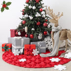 Civaner 48in Red Bow Christmas Tree Skirt Faux Fur - Image 6