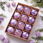 Seenelling 12 Pcs Christmas Glass Ball Ornaments 3.15 Inch, Purple by QianRuu
