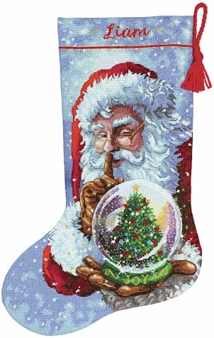 Dimensions Gold Collection Santa's Snow Globe Stocking Counted Cross Stitch Kit, 16" Long by DIMENSIONS