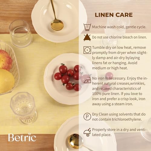 100% Pure Linen Table Runner 108 Inches Long, Coffee Table Runner,Farmhouse Style, 14×108 Inches, Perfect for Spring, Summer, Dining Table, Holiday Decor and Dresser -Chambray Yellow - Image 5