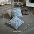 CPC Indigo Blue Ruffle Throw Pillow Covers for Couch, 18x18 Inch Cotton Stripe Ruffle Couch Pillows for Living Room, Hidden 14 Inch Zipper Boho Pillow Case or Cute Outdoor Pillows - Image 3
