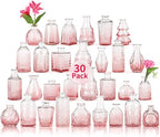 Glass Bud Vases in Bulk Set of 30 Pcs,Small Glass Vases for Flowers as Wedding Centerpieces for Tables,Clear Flower Vases Suitble for Wedding Decorations,Home Decor (Light Rose-red, 30 pcs) by earthgadgets