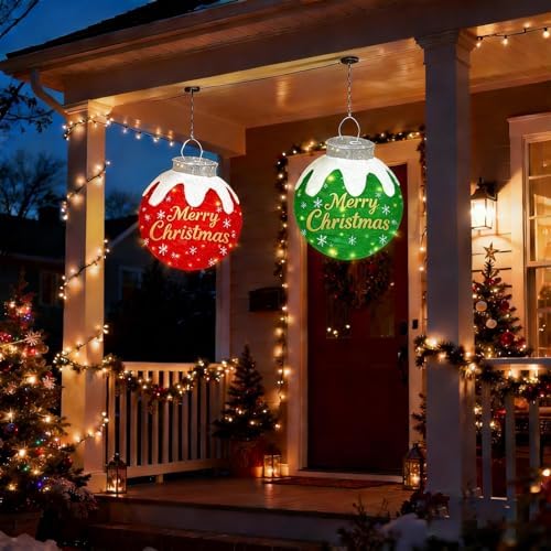 3 Pcs Outdoor Christmas Ornaments, Pop Up Lighted Ball with DIY Sticker - Image 6