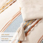 Boho Throw Pillow Covers Tufted Farmhouse Pillowcase with Tassels - Image 2