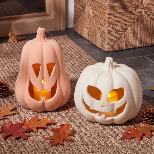 Tioncy Halloween Decor Terracotta Jack O Lantern Pumpkin Decor,Stylish - Image 3