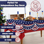 Rectangle 4th of July Tablecloth 60x102 Inch, Patriotic Red White and Blue Table Cloth, Polyester Waterproof Wrinkle Resistant Independence Day Table Cover for Memorial Day Decorations Decor - Image 5