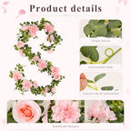 Findosom Total 12.4Ft Artificial Flowers Garlands for Decoration, Pink - Image 6