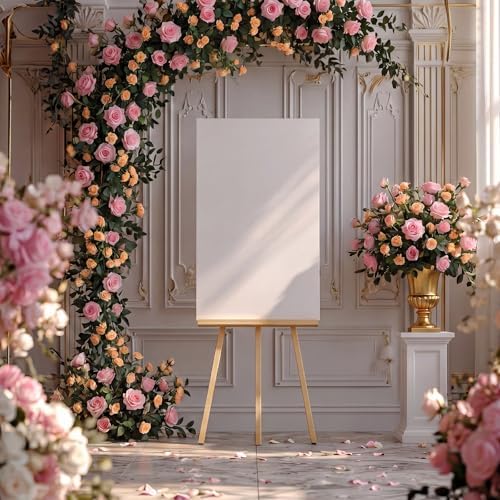 Suncalla 8 Pack 6.56Ft Artificial Rose Flower Garland Silk Flocked Pink Rose Garland Faux Eucalyptus Flower Vine for Wedding Party Table Centerpiece Arch Background Decoration(Eucalyptus) - Image 5
