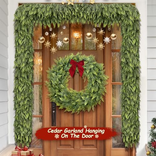 6FT Christmas Artificial Cedar Garland for Mantel - Image 6