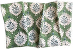 ATOSII Cotton Blockprint Cloth Napkins, Kari Green, Set of 4, 20" X 20" - Image 2