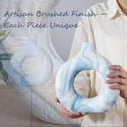 Handcrafted Marble Donut Vase Set of 2, Water-Tight Boho Snuggle Vase - Image 4