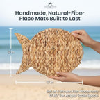 Woven Fish Placemats Set of 4 (12"x17") – Water Hyacinth Placemats Indoor – Farmhouse Placemat for Dining Table – Boho Place mats – Wicker Rattan Place mats - Image 4
