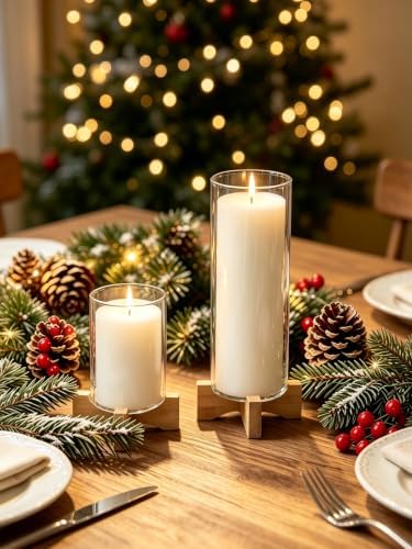 Hurricane Glass Candle Holders: Set of 2 Pillar Candle Holder - Image 7