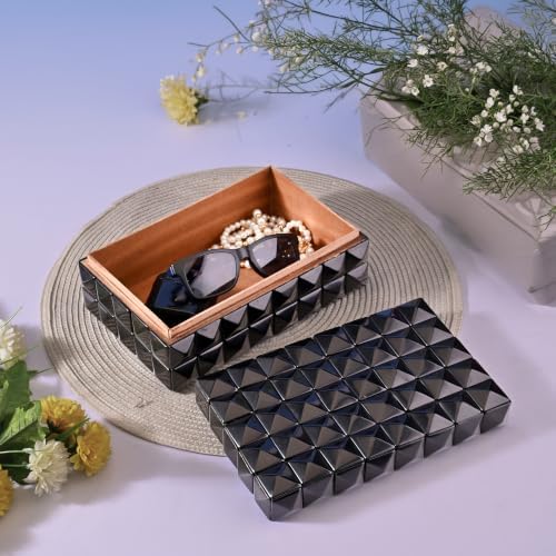 Perilla Home Large Decorative Storage Box – 8" x 5" x 3" – Black MDF with Madison Black Resin Finish – Wooden Keepsake Chest for Blankets, Crafts & Home Organization - Image 2