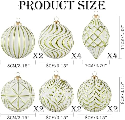 16Pcs Vintage Rustic Christmas Ball Ornaments - Large Shatterproof Neutral Christmas Ornaments Set Farmhouse Christmas Decor for Xmas Tree Home Party Holiday (Green) - Image 2