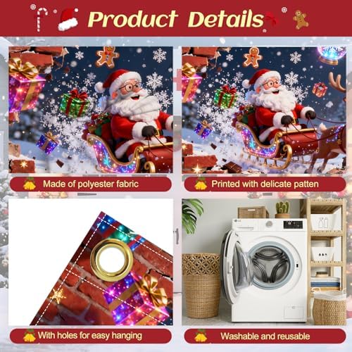 16x7Ft Christmas Garage Door Cover, Garage Door Christmas Decorations, Large Garage Door Xmas Cover, Xmas Banner Decorations for Party,Home,Outdoor,Indoor - Image 3