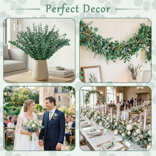 50 Pcs Preserved Eucalyptus Stems, 17in Real Dried Eucalyptus for Shower - Image 5