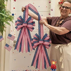 Sosation 4th of July Double-Sided Bow Door Decoration American Flag Patriotic Double-Sided Bows with Red White Blue Hanging Decor for 250th USA 4th of July Independence Day Memorial Day Decoration - Image 2