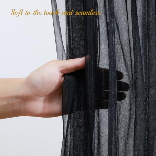 20x10ft Black Tulle Backdrop Curtain with Lights String for Parites, Sheer Backdrop Curtains for Wedding Baby Shower Birthday Party Photo Shoot Decorations - Image 6