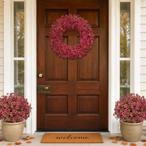 24 Inch Fall Wreaths for Front Door, Autumn Floral Outdoor Wreath - Image 5