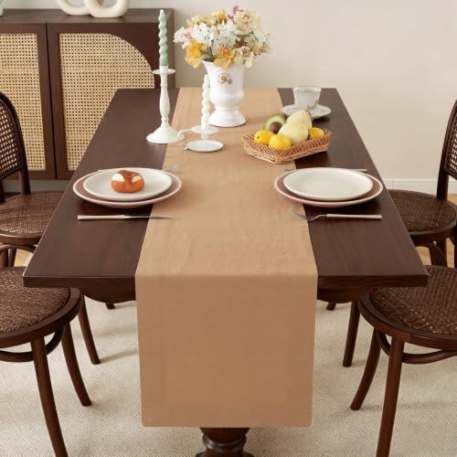 100% Pure French Linen Table Runner (Beige,14x120 Inch) - Image 4