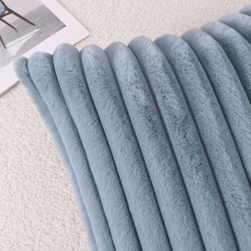 Pallene Faux Fur Decorative Throw Pillow Covers 26x26 Set of 2, Blue Grey - Image 6