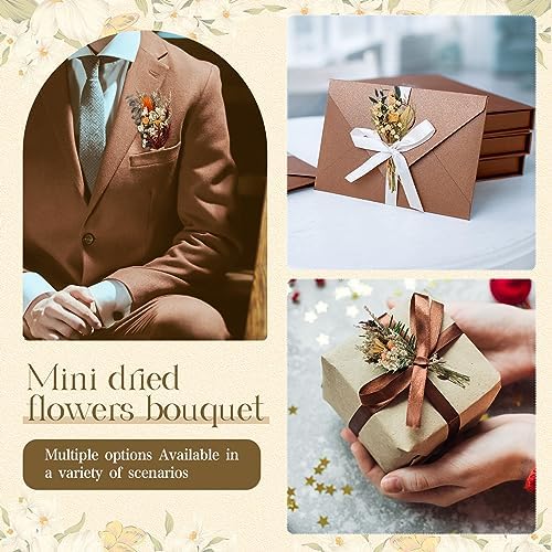 Layhit 12 Pcs Mini Dried Flower Bouquet Boho for Wedding,Bright - Image 6