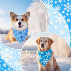 Abbylike 50 Pcs Winter Dog Bandanas Bulk, Blue Snowflake Snowman Penguin - Image 2