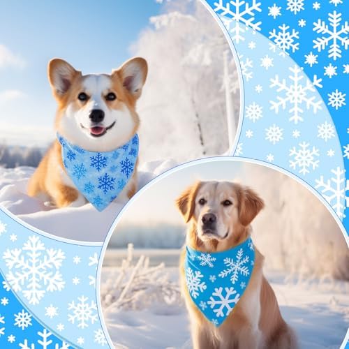 Abbylike 50 Pcs Winter Dog Bandanas Bulk, Blue Snowflake Snowman Penguin - Image 2
