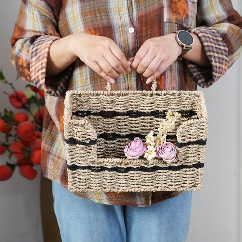 Rustic Seagrass Hanging Wall Basket for Front Door（Rectangular) - Image 3