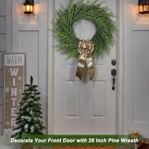 Artgar 26 Inch Pine Wreath - Christmas Wreaths for Front Door - Image 4