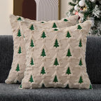 Allorry Christmas Pillow Covers 20x20 Set of 2 Beige Double Xmas Tree Pillow Covers Soft Plush Faux Fur Christmas Decorations for Xmas Winter Holiday Home Bedroom Sofa Cushion Cases PT-008C20 by Allorry