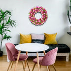 Wreaths, Tulip Wreath, 24 Inch Wreath for Front Door, Spring Wreaths with Metal Hanger, for Summer and Winter, Indoors,Outdoors, corridors, Offices. (Pink) - Image 6