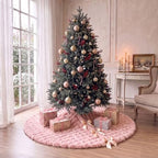 JOVIPOP Christmas Tree Skirt, 48-Inch Baby Pink Faux Fur Decor - Image 3